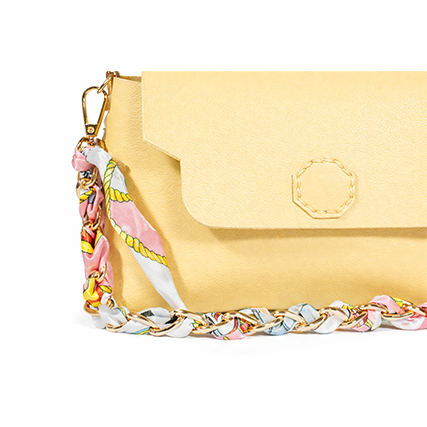 Catena oro con sciarpa seta Fantasia Rosa