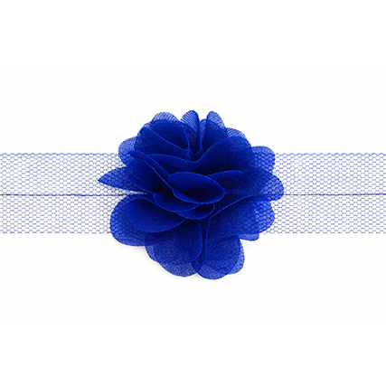Nastro organza con fiori - Blu