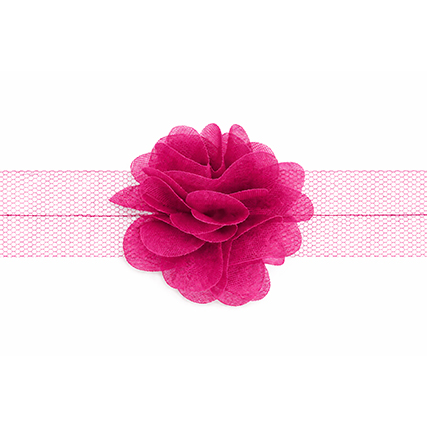 Nastro organza con fiori - Fuxia