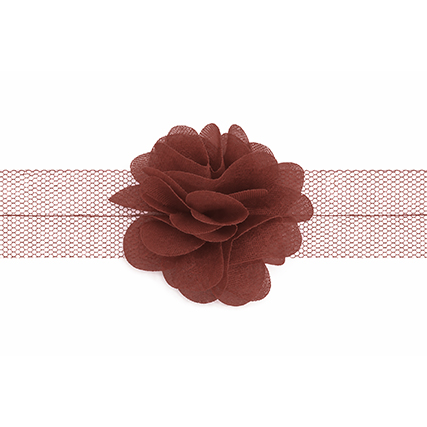 Nastro organza con fiori - Marrone