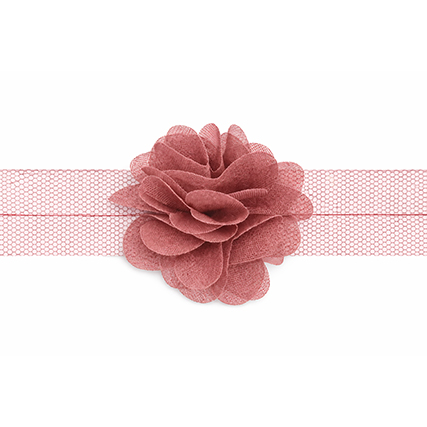 Nastro organza con fiori - Rosa antico
