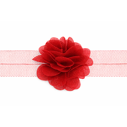 Nastro organza con fiori - Rosso