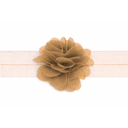 Nastro organza con fiori - Sabbia