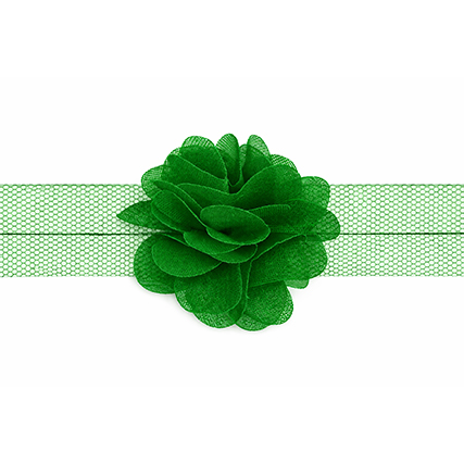 Nastro organza con fiori - Verde bandiera